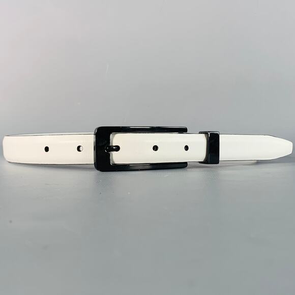 WCM NEW YORK Size M White Leather Belt - Picture 1 of 8